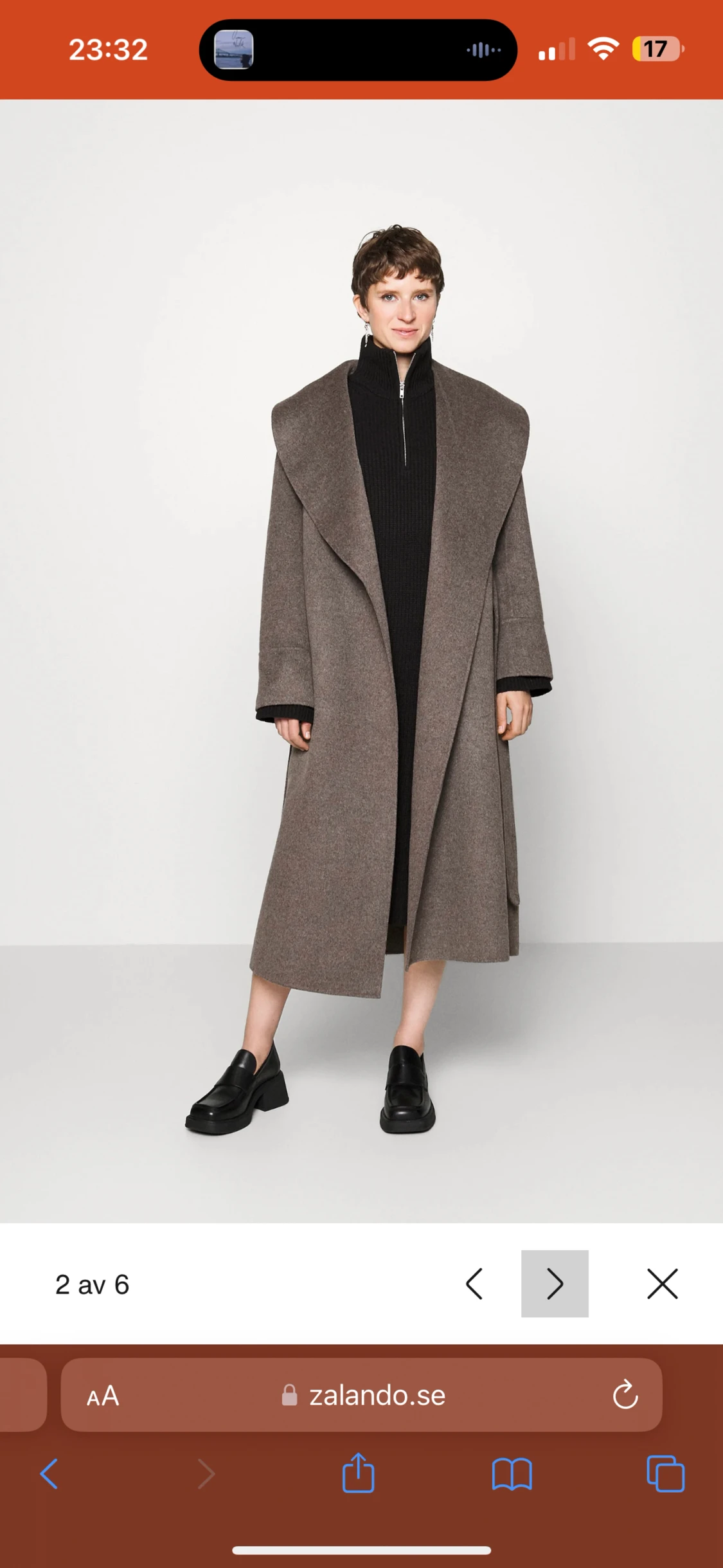 Oanvänd kappa ifrån zalando