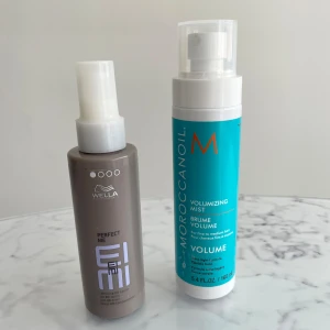 Hårprodukter - 1. Wella Hårlotion, använd ett par gånger 2. Marocconoil volumizing mist för volym, testad en gång   Båda för 65