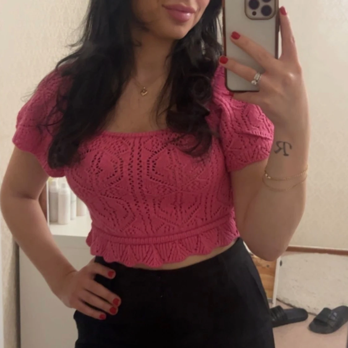 Söt rosa Virkad topp