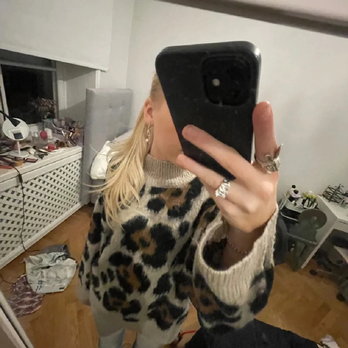 Leopard mönstrad stickad tröja  - 91