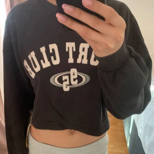 Croppad Collage Tröja - Croppad collage tröja med print. Mörkgrå färg. Fint skick och sällan använd😍 