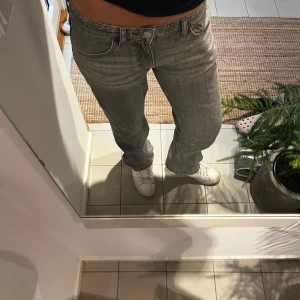 Lågmidjade jeans - Säljer ett par gråa jeans från weekday som jag köpte för 500kr. Byxorna är i bra skick och har ingen defekter. Skriv för fler bilder!