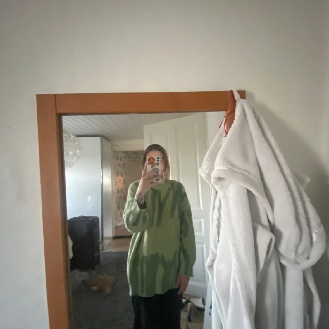 Grön mönstrad stickad tröja - 90