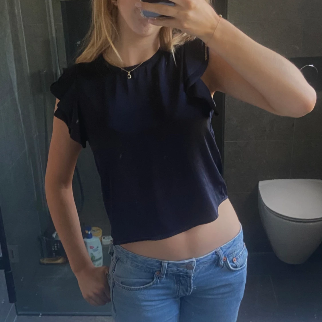 Svart siden blus❤️