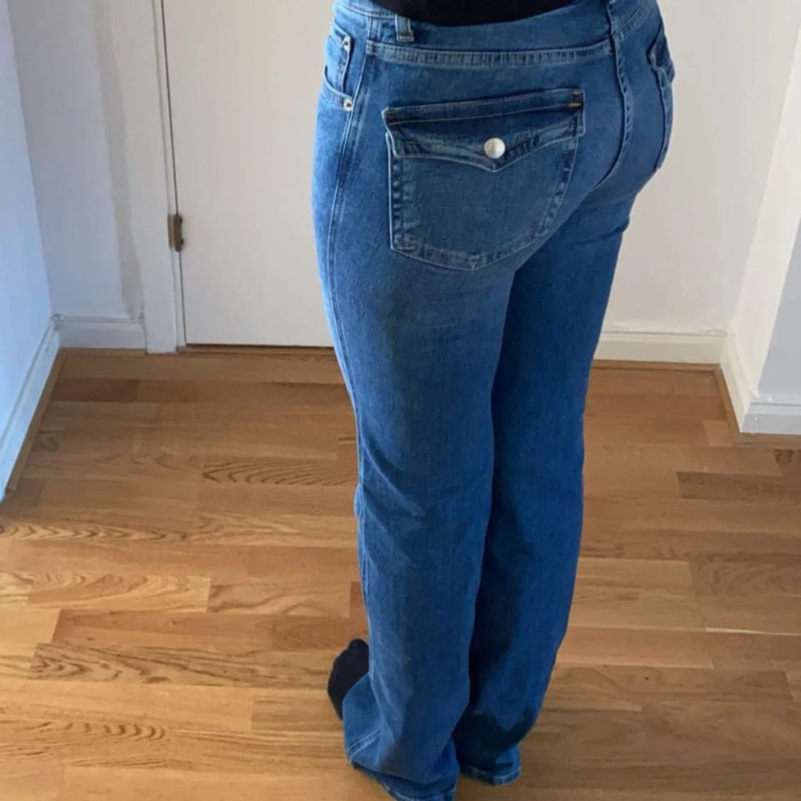 Mörklblåa lågmidjade jeans - 90