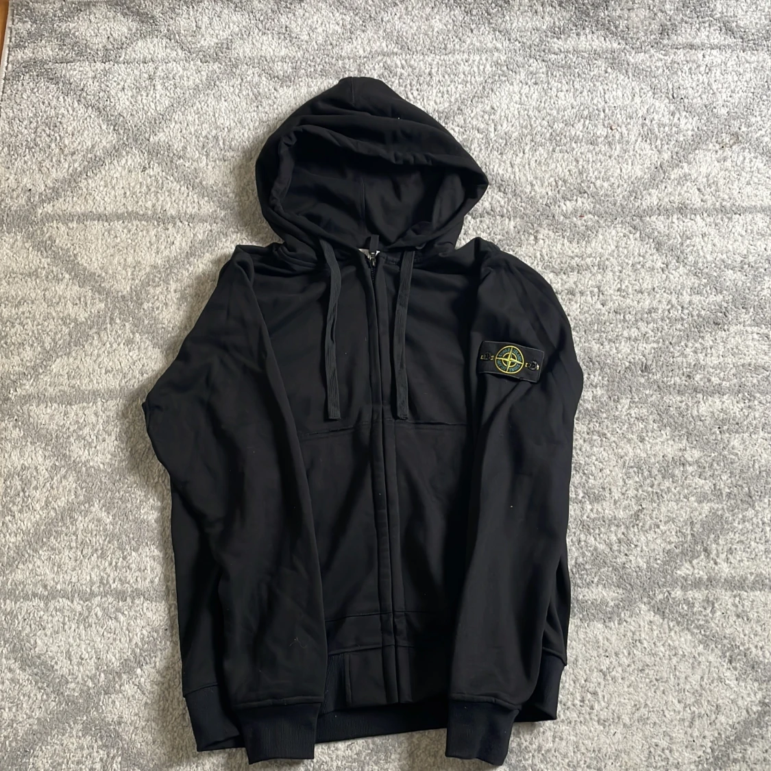 Stone island zip hoodie svart