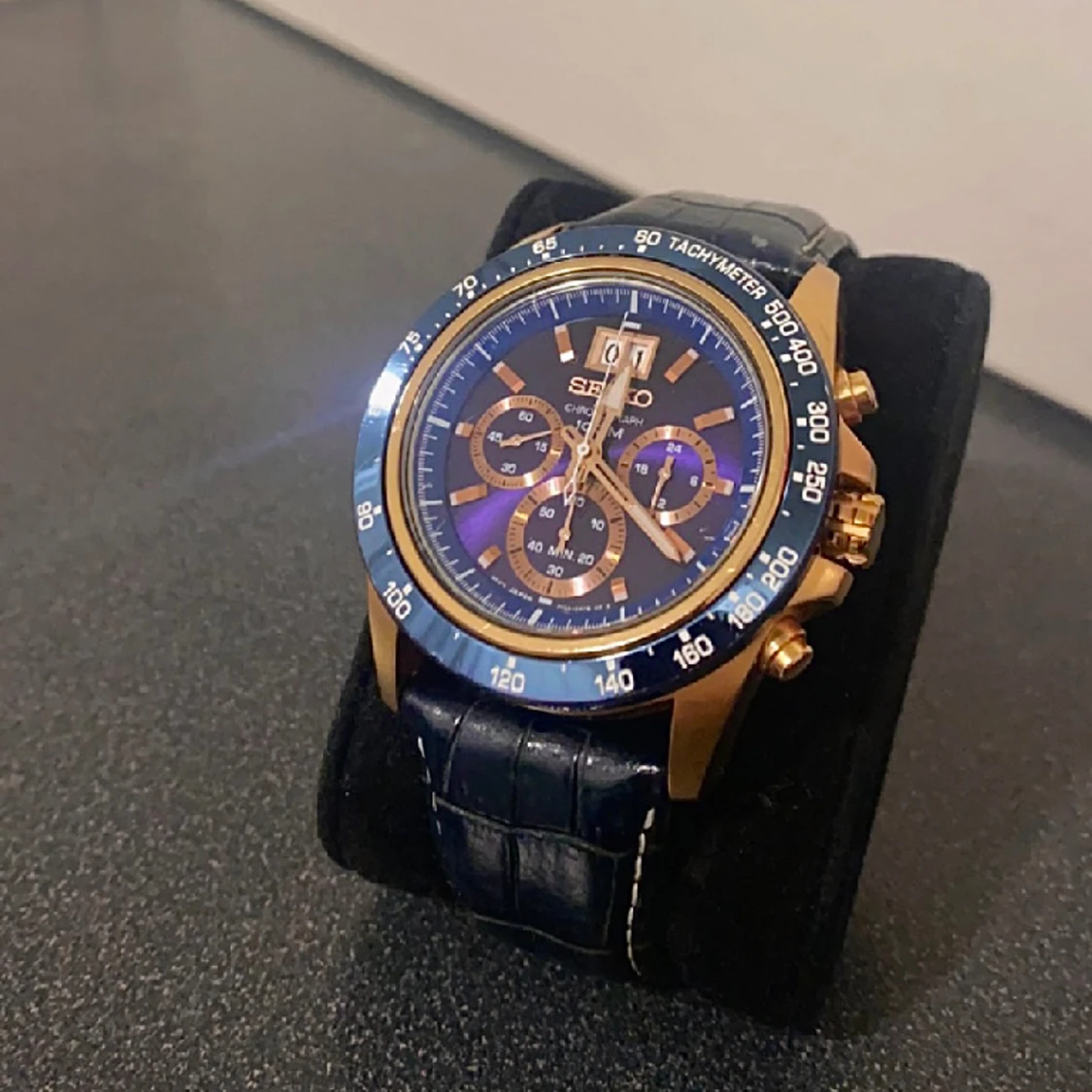 Seiko Chronograph Guld/Blå