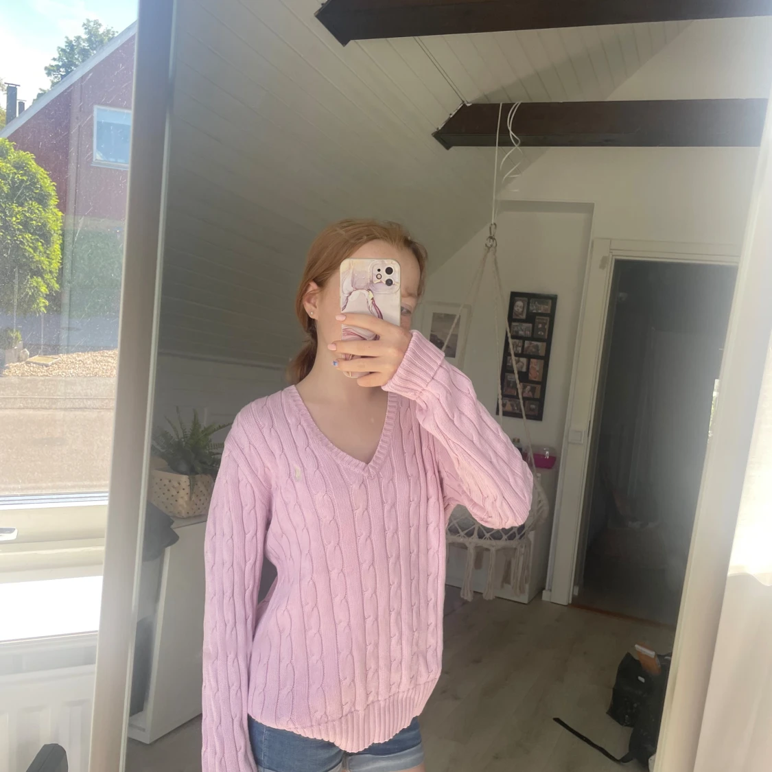 Rosa polo tröja (M) - 90