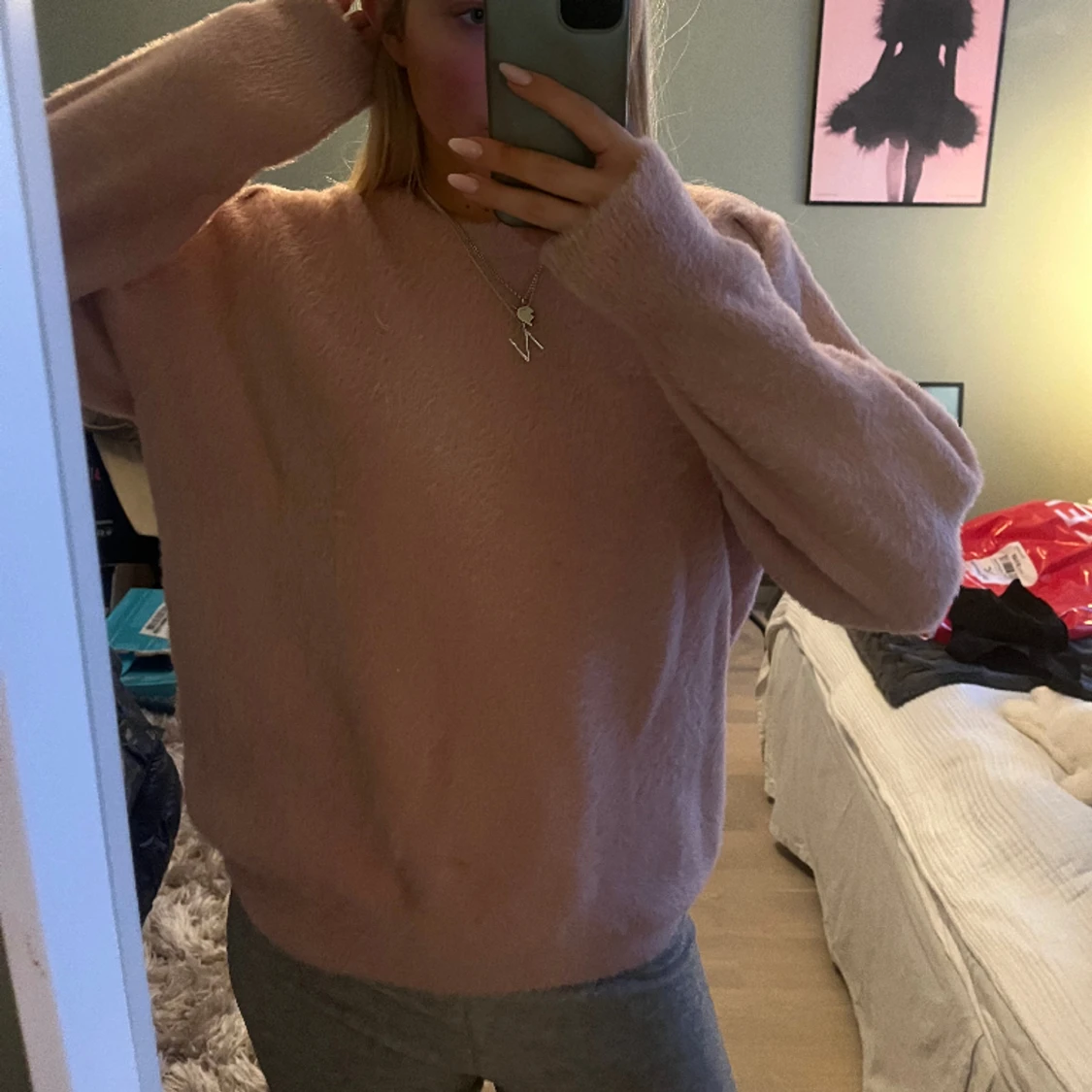 Rosa stickad tröja - 91