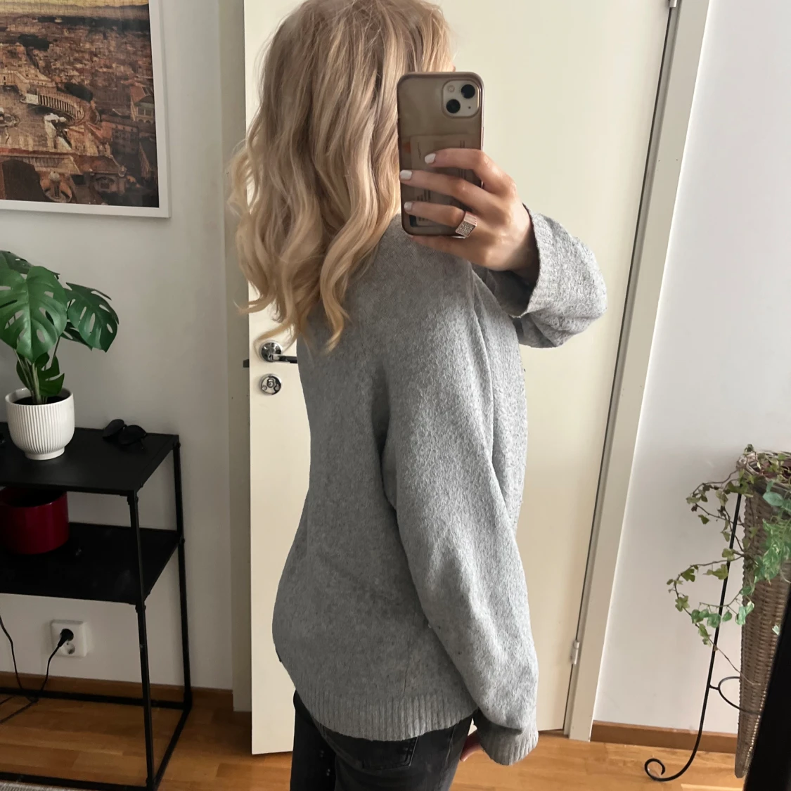 grå stickad tröja - 90