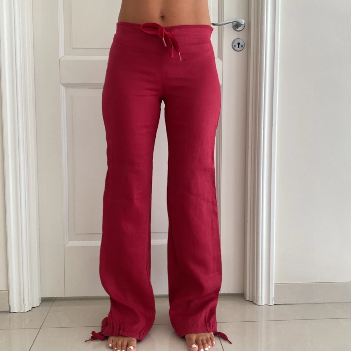 Röda linne byxor - 90