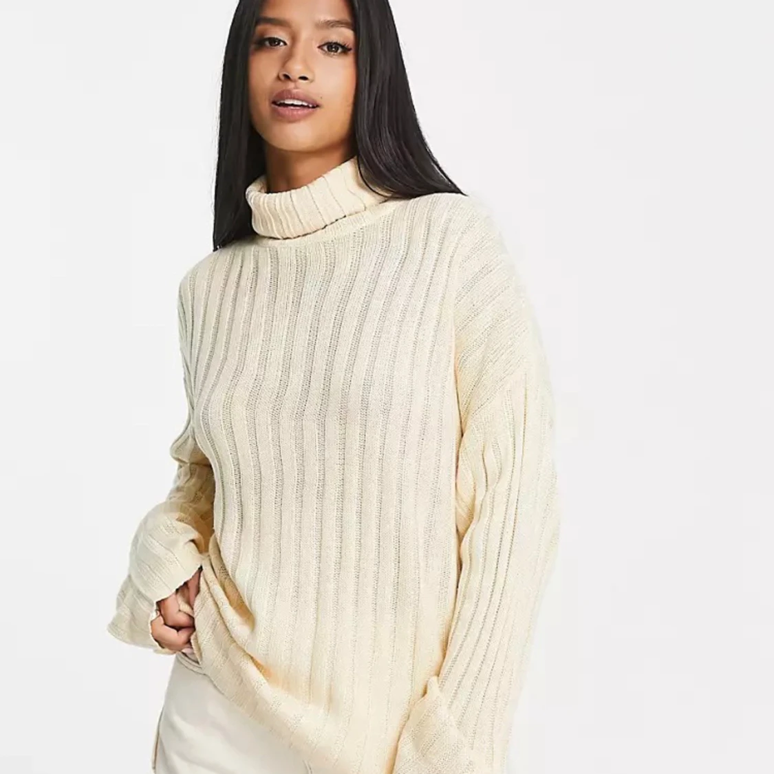 Stickad tröja med krage