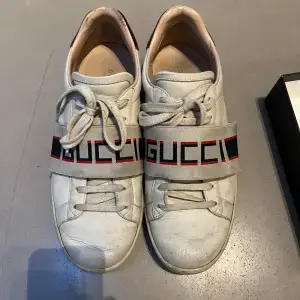 Jätte snygga Gucci sneakers.  God täcken på användning men balla ändå! Bandet på vänster sko lite uttöjt  Dustbag, box medföljer!  Unisex 