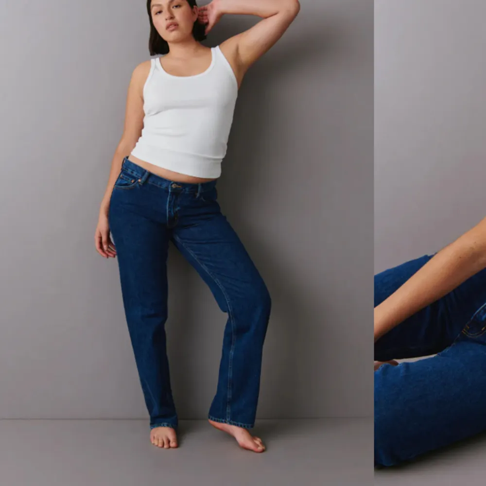 Säljer dessa jeans från Gina tricot. Storlek 34. Använda fåtal gånger. Nypris 500.. Jeans & Byxor.