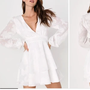 Lulus klänning - En vit klänning från lulus som passar perfekt nu till studenten. I storlek Large. Råkade beställa den i fel storlek 🫶Endast testad och prislappen kvar. Nypris 1150kr 