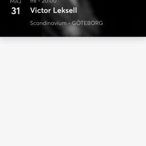 Biljetter till Victor Leksell Scandinavium  - Då det har kört ihop sig blir jag tyvärr tvungen att sälja dessa två biljetter till Victors konsert i Scandinavium. De är helt slutsålda så tänker mig 1300kr per biljett (ståplats early entry)