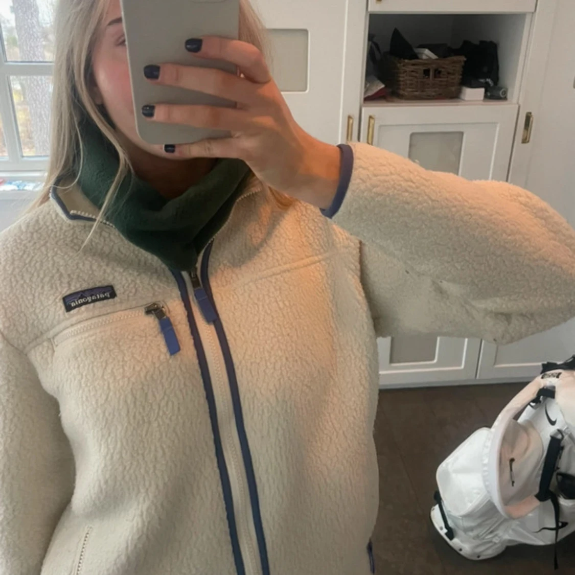 Två buffar i rosa och mörkgrön - 2