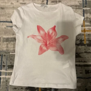 Vit t-shirt med rosa blomma - Snygg vit t-shirt från Soul & Glory med en stor rosa blomma tryckt på framsidan. T-shirten har rund hals och korta ärmar, perfekt för dig som gillar stilrena plagg med en färgklick. Materialet är mjuk bomull som känns skönt mot huden.