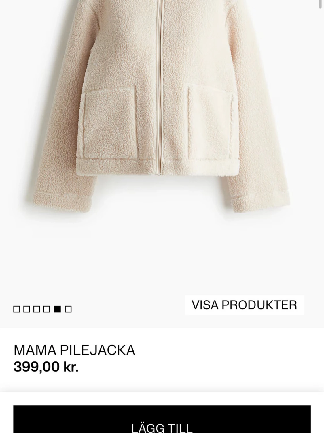 Beige teddyjacka med dragkedja