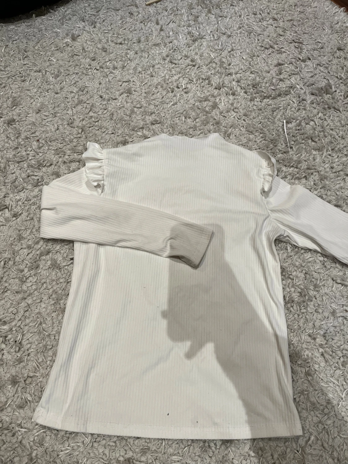 Vit ribbad långärmad tröja Shein - 1