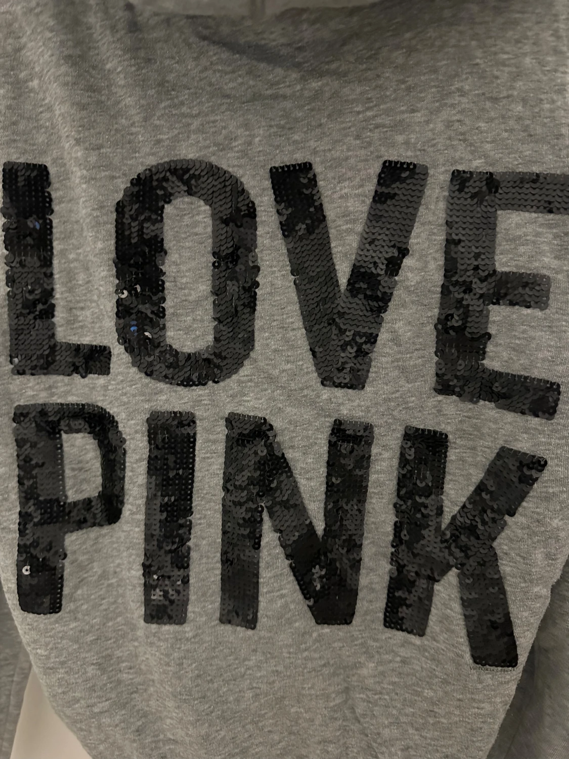Grå hoodie PINK med paljetter XS - 2