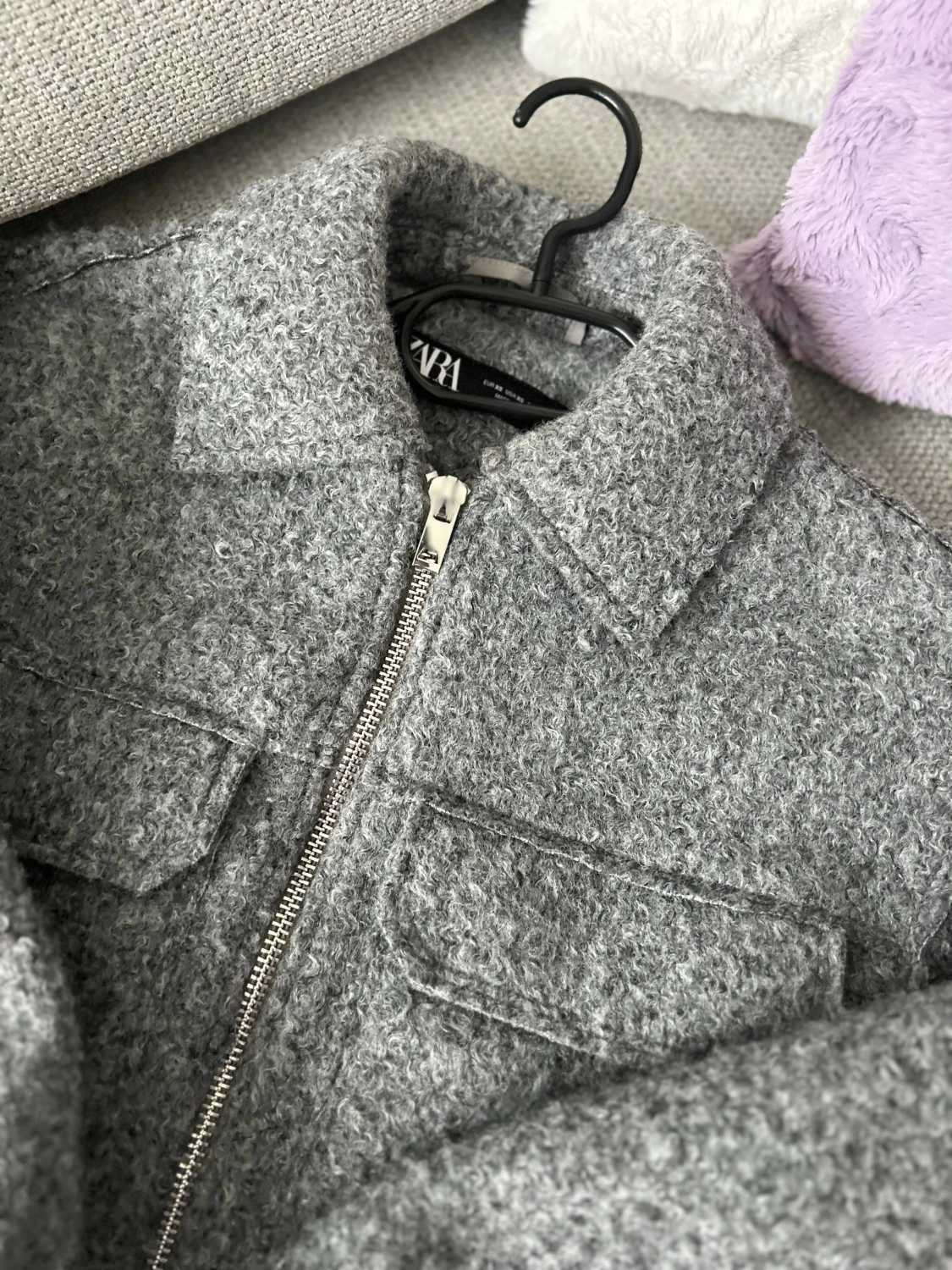 Grå teddyjacka från Zara XS - 4