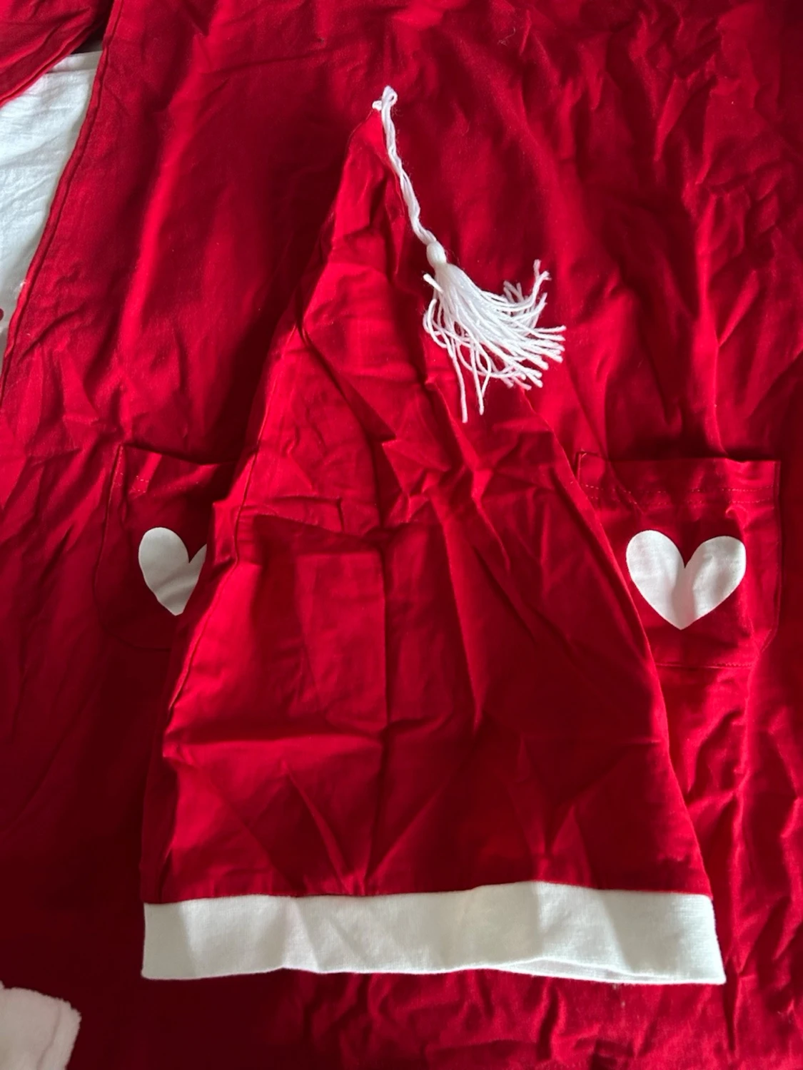 Röd tomteklänning med hjärtan - 3