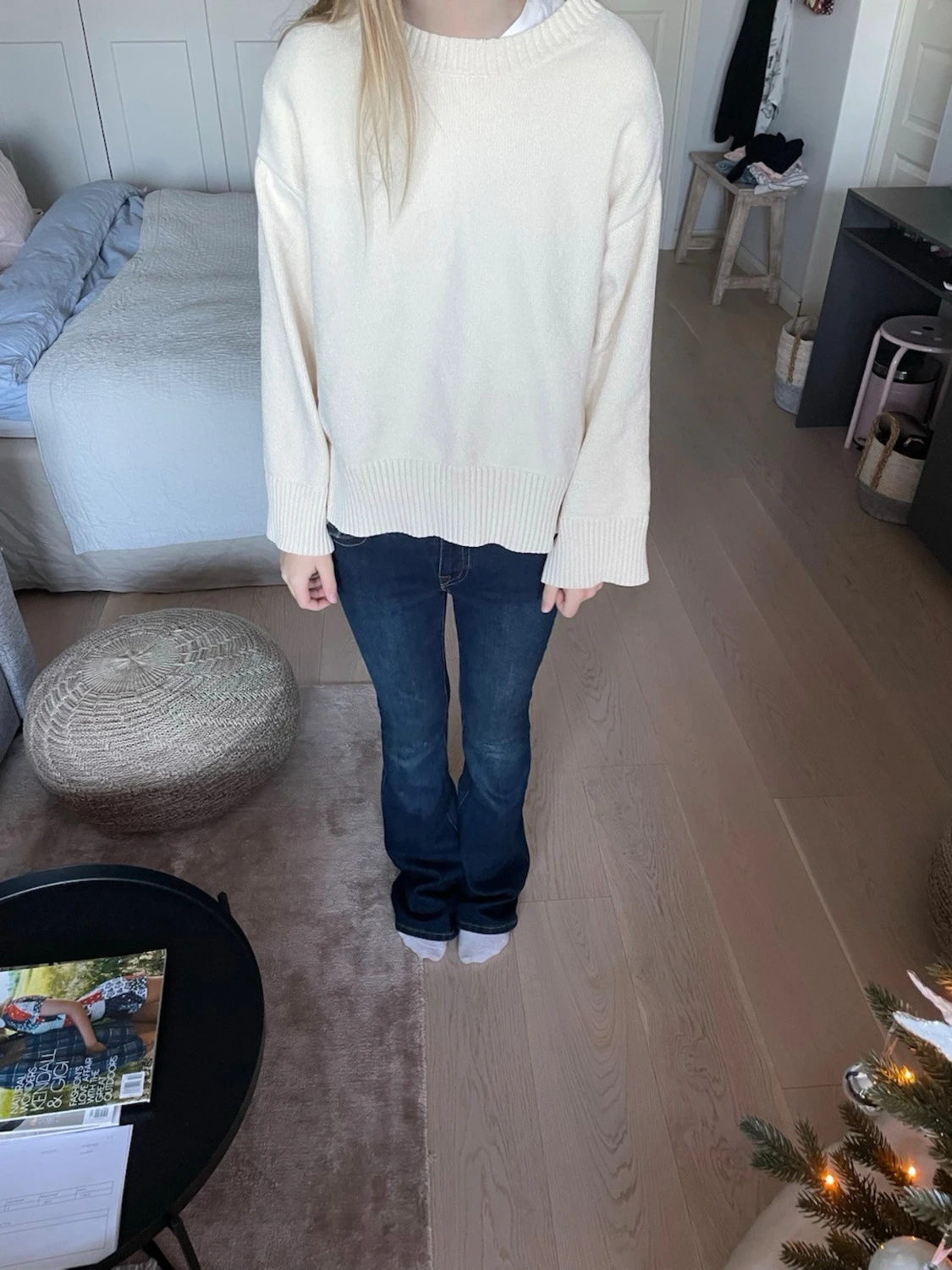 Vit stickad tröja från Pull&Bear