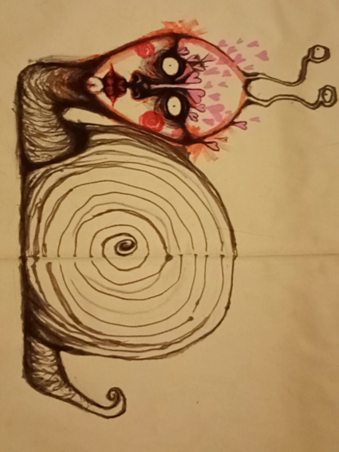 Handmålad duk med snigelmotiv - 4