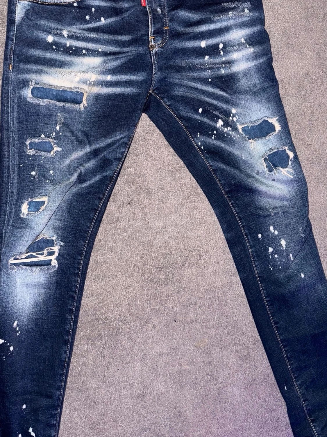 Dsquared2 blå skinny jeans med slitningar