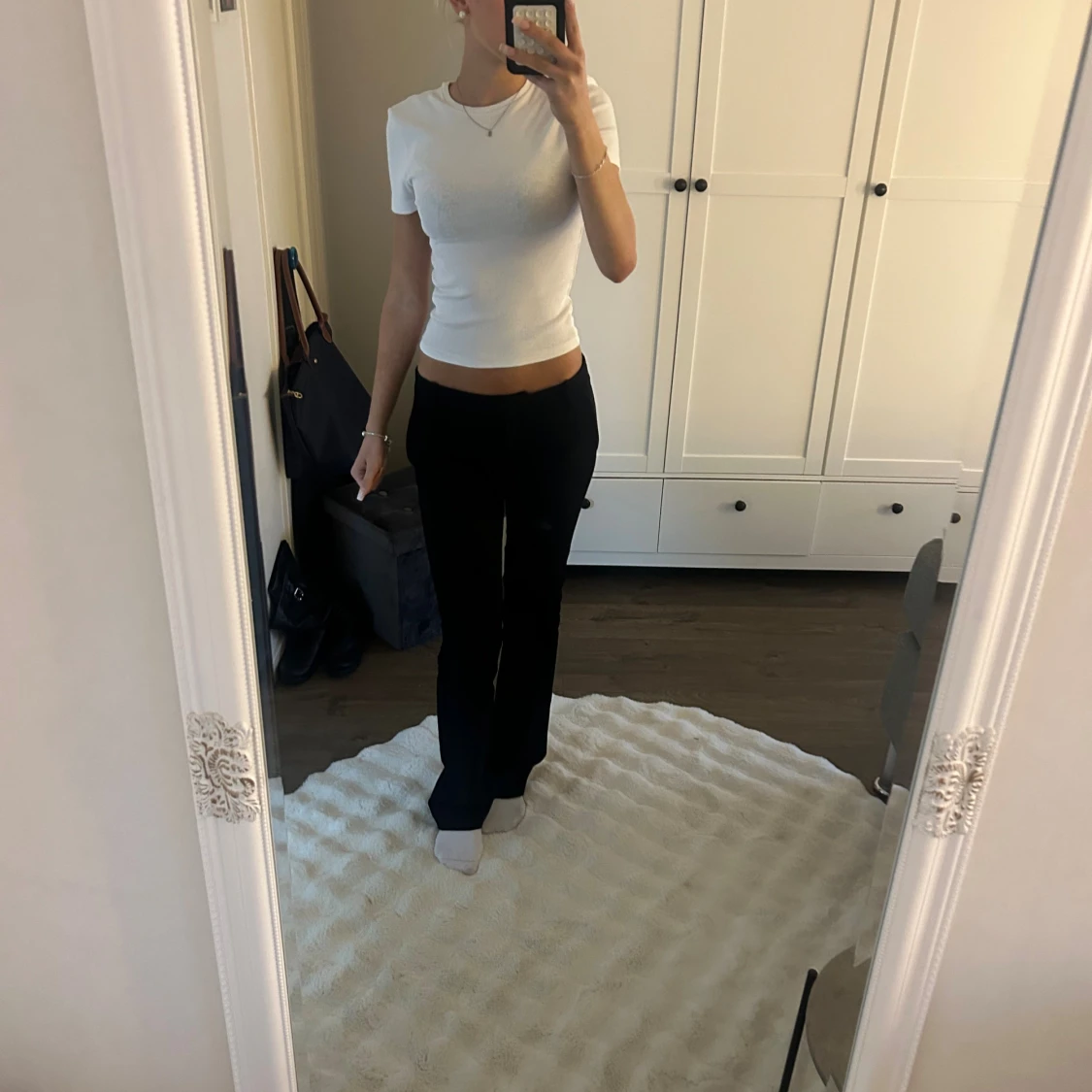 Vit croppad ribbad topp