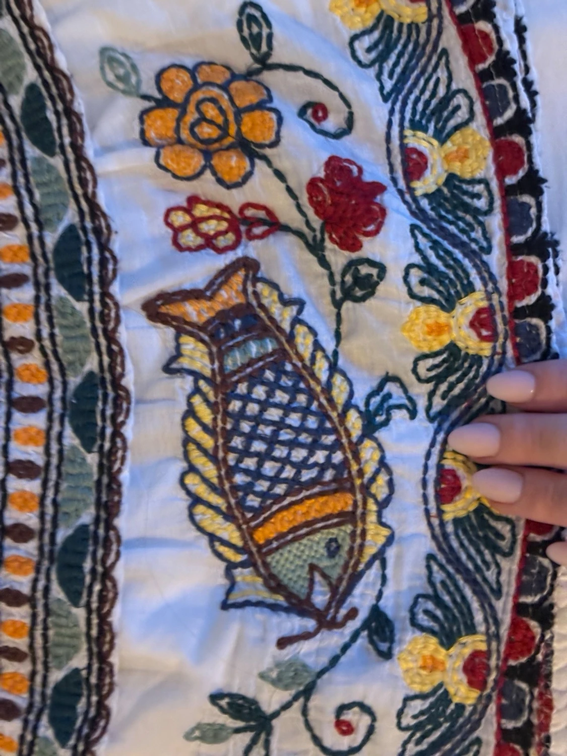 Vit broderad kortkjol från Zara - 5