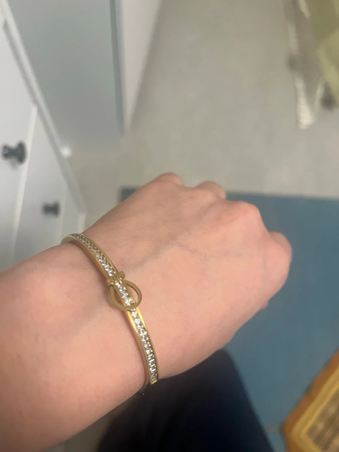 Gulddoppat/guldpläterat armband med strass - 1