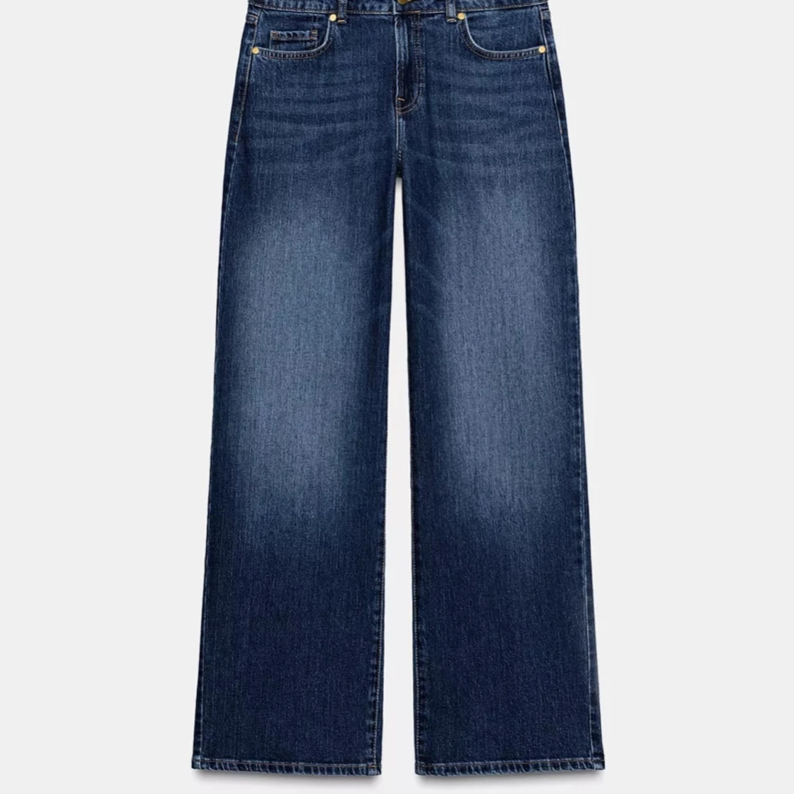 Blå wide jeans med normal midja - 1