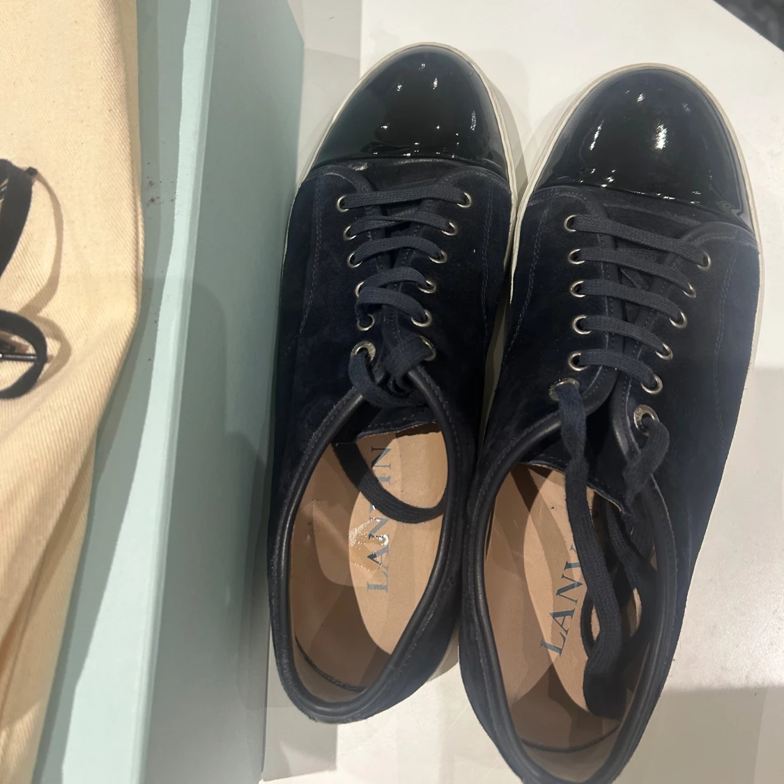 Lanvin Cap toe navy blue patent - uk 10 - 1