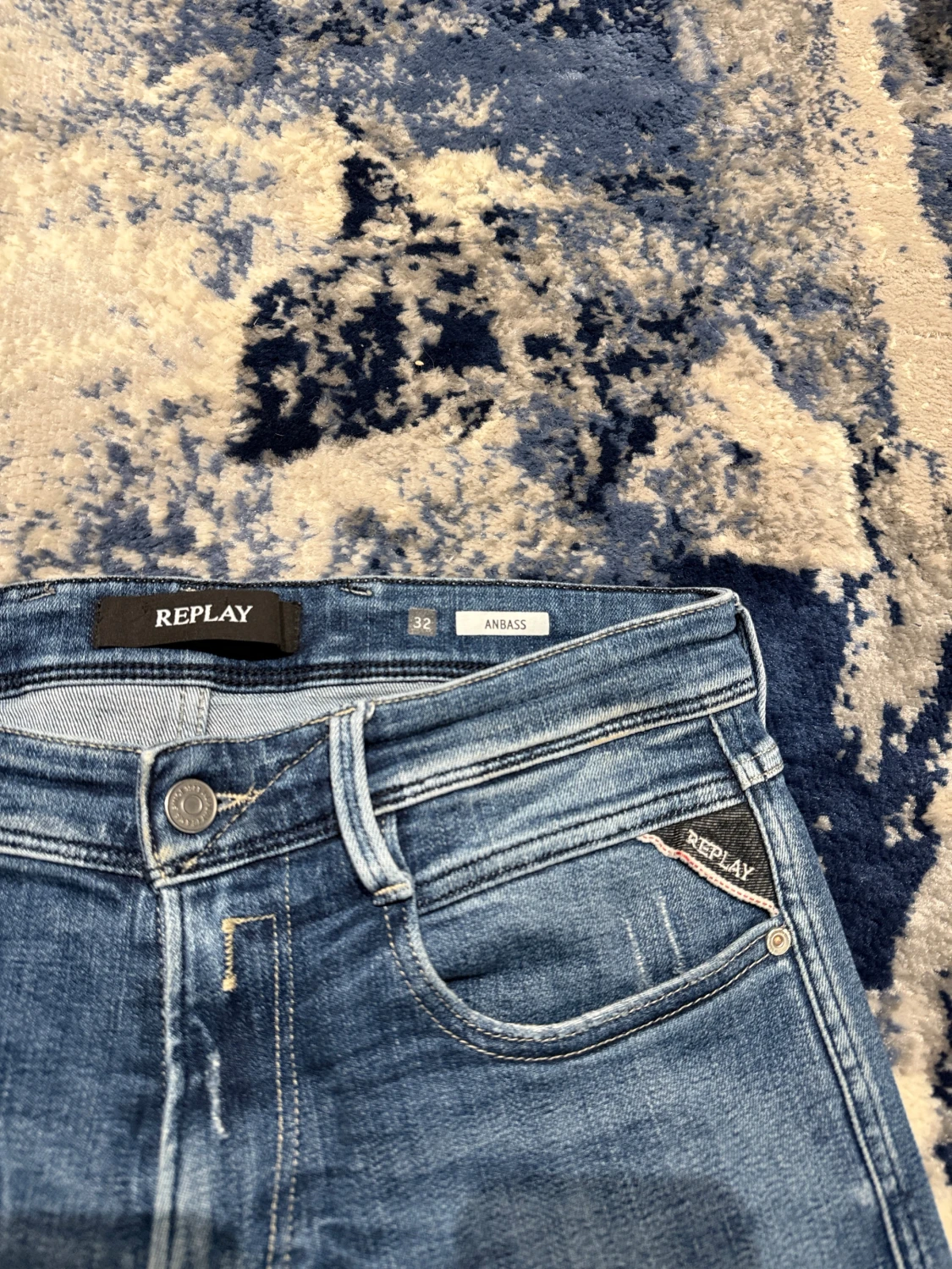 Blå Replay jeans med slitningar  - 3