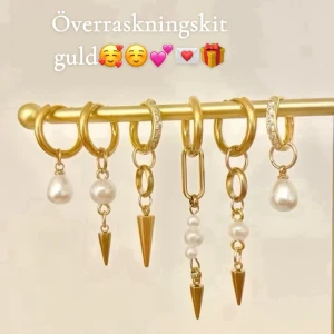 Överraskningskit guld🥰 - Julkit innehållande 6 par bästsäljande örhängen, alltså totalt 12 örhängen 💕🥰☺️ Begränsat antal så först i kvarn!!!🎄🎁 350 kr värde 789 kr😍☺️🎄 Kitet innehåller 2 par örhängen som är överraskning och 4 par från bild 2 som man får välja själv 🥰☺️💕 Detta kit innehåller guldörhängen 