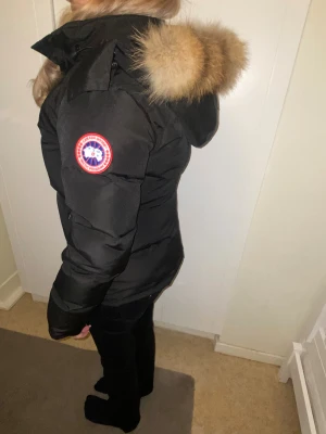 Svart Canada Goose dunjacka med päls - Säljer en svart canada goose jacka med päls på luvan, pälsen kan tas av och sättas på beroende önskemål. Jackan är i storlek L men passar mig som bär storlek S, Den hade även passat nån som bär M. Jackan är helt ny och oanvändbar , i perfekt skick då jag aldrig använt den. Säljer den eftersom att jag har en likadan i annan färg. Jackan har även band innifrån då du kan tajta till den för en mer snatched look. Finns även en ficka i insidan av jackan. Den är perfekt för vintern då den är varm!