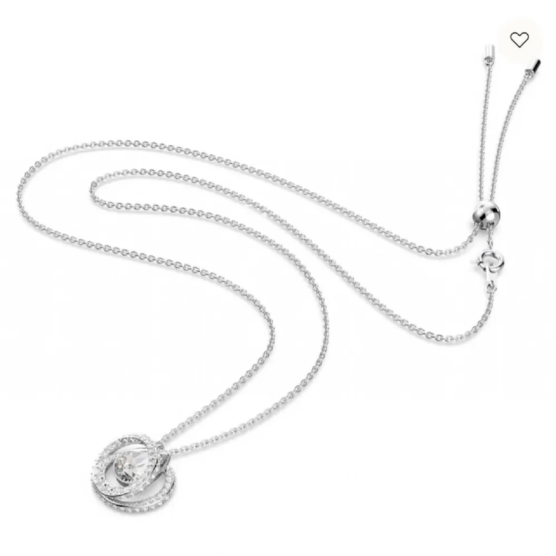  silverhalsband med glittrig cirkel - 2