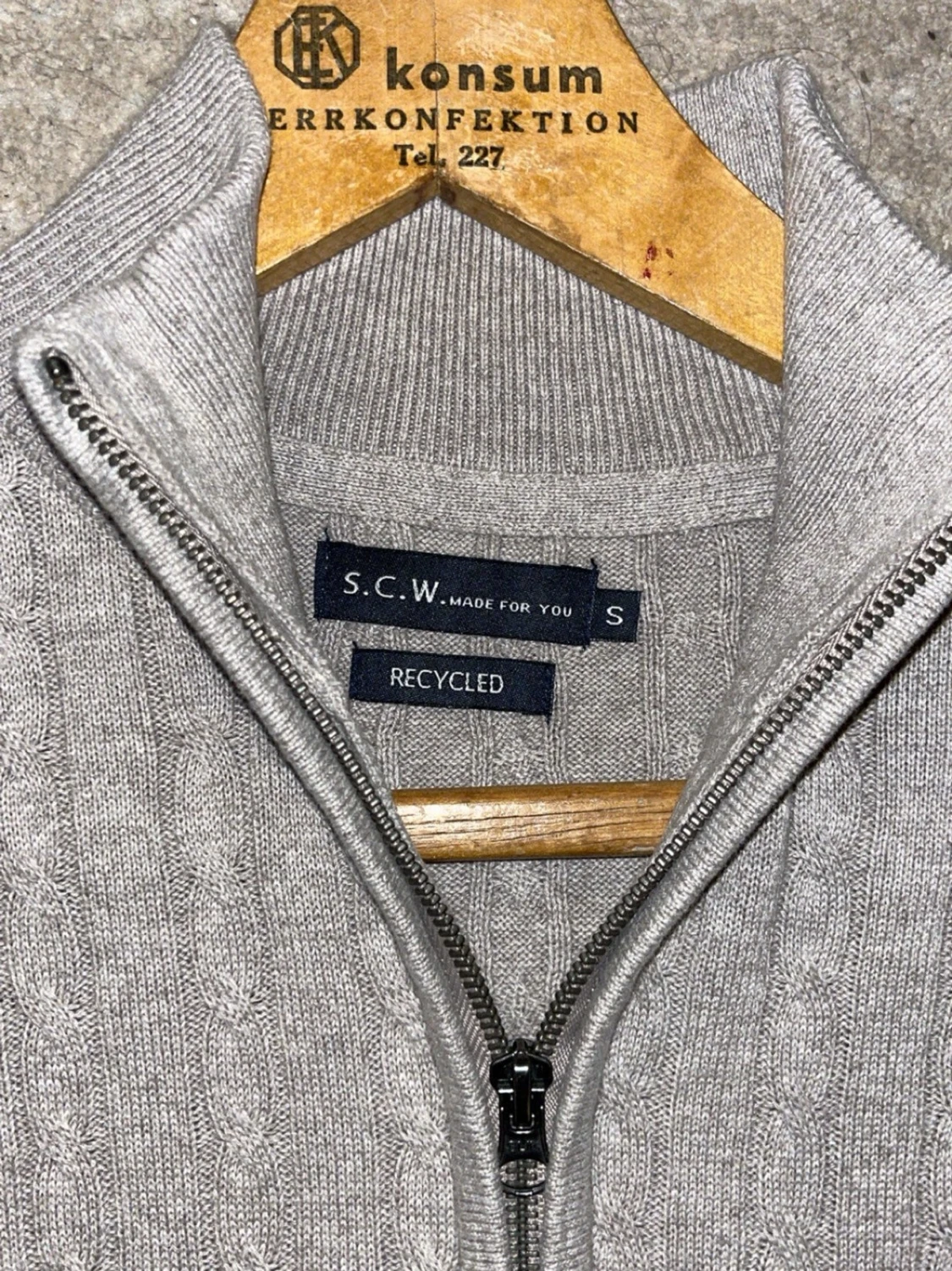 Grå stickad half zip-tröja SCW - 2