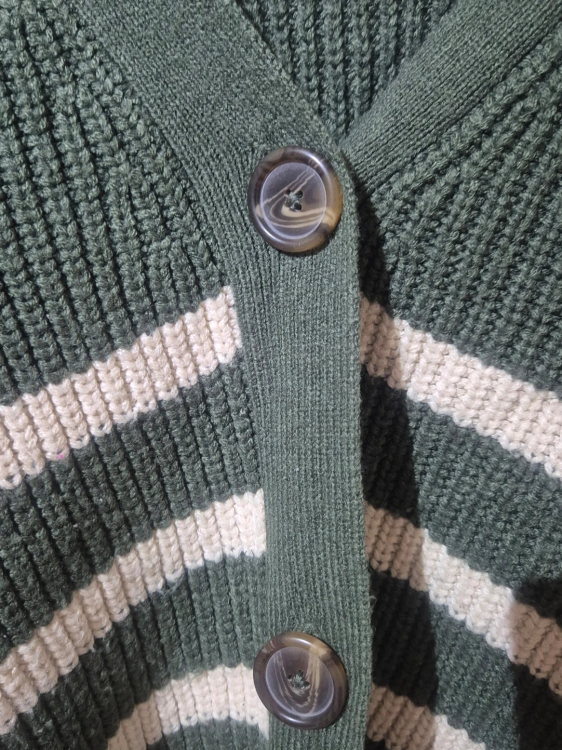 Grön och beige randig kofta VRS XL - 1