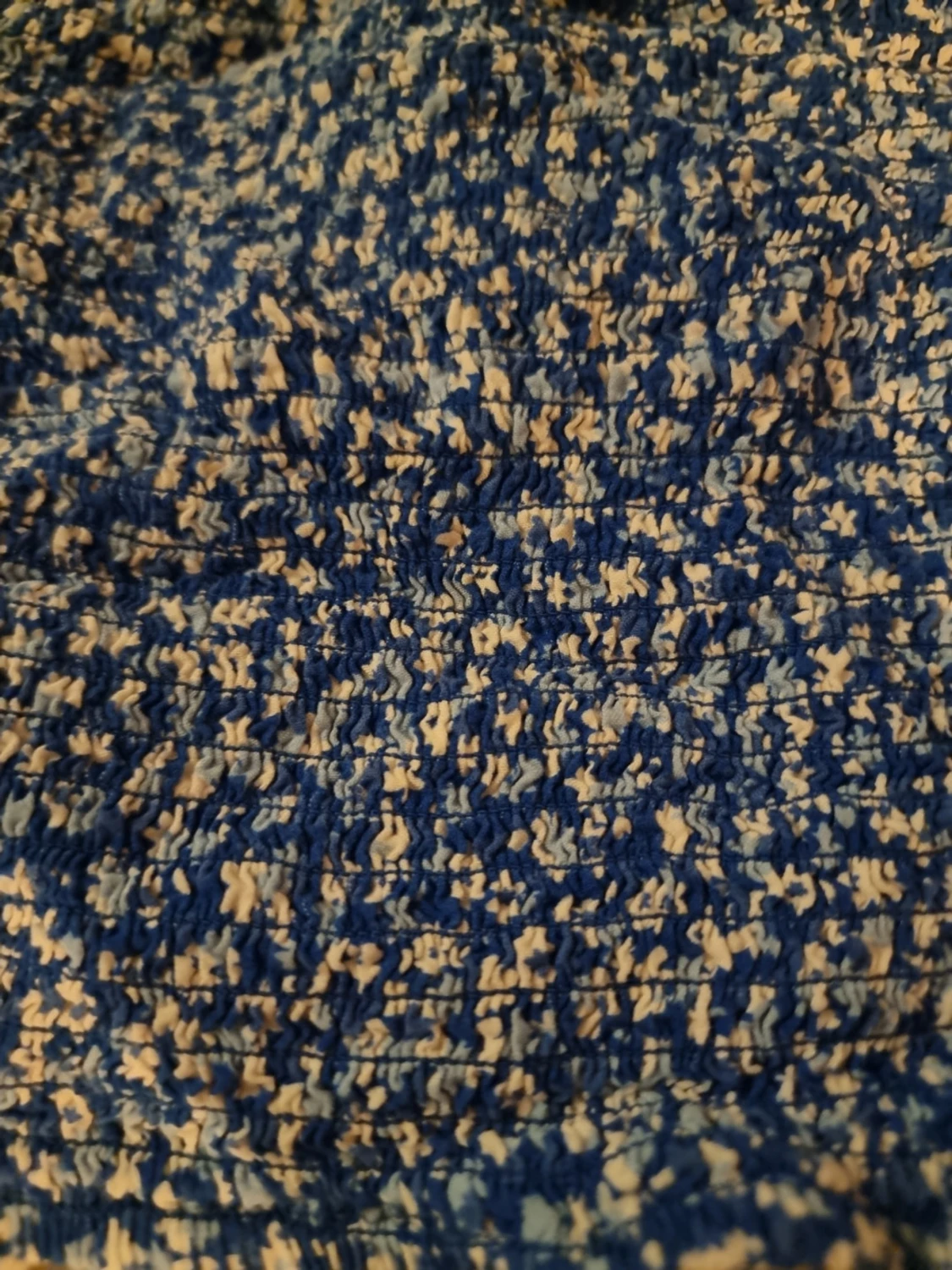 Blommig blå croppad blus med knappar - 3