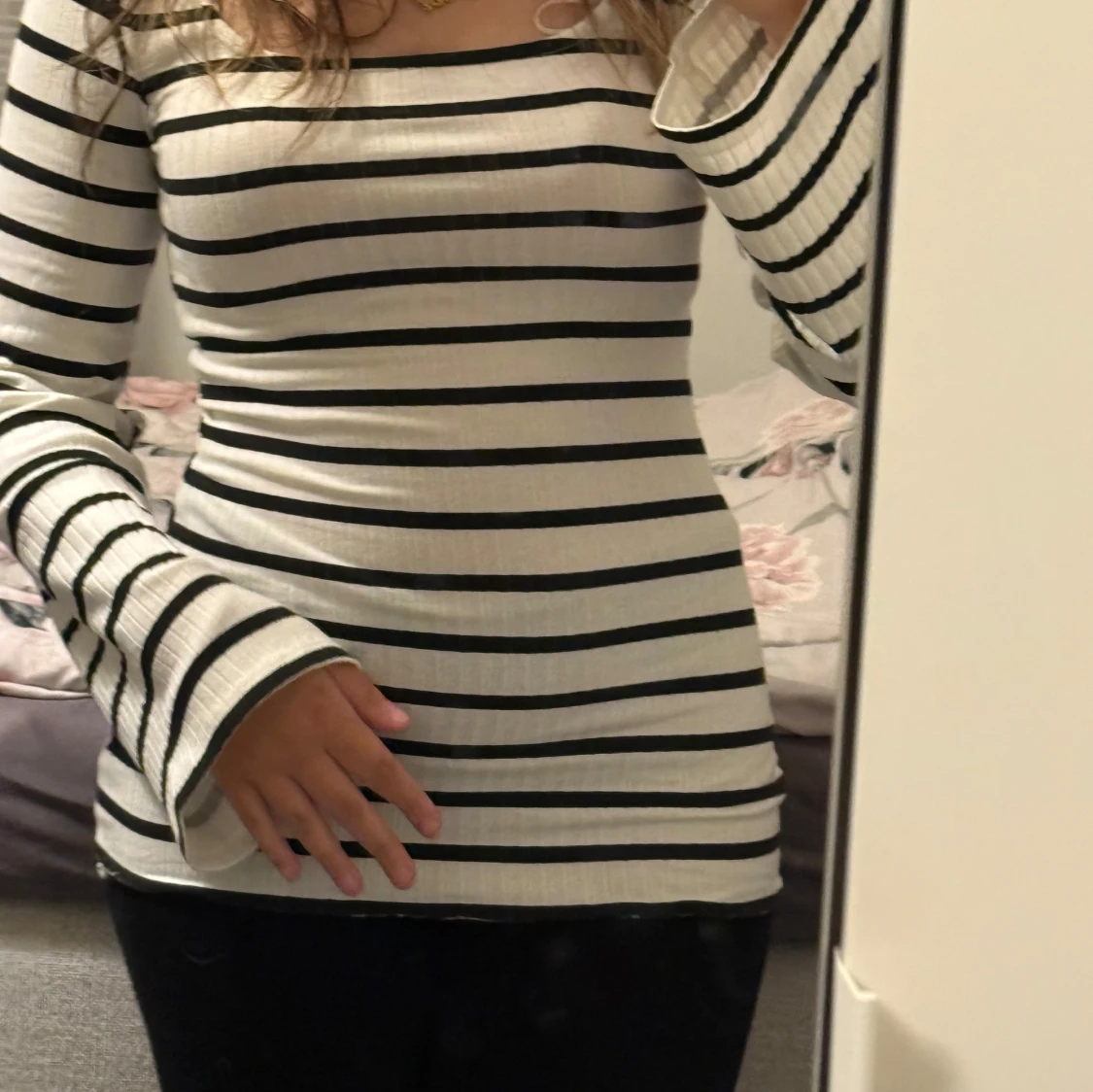 Randig ribbad långärmad topp - 2