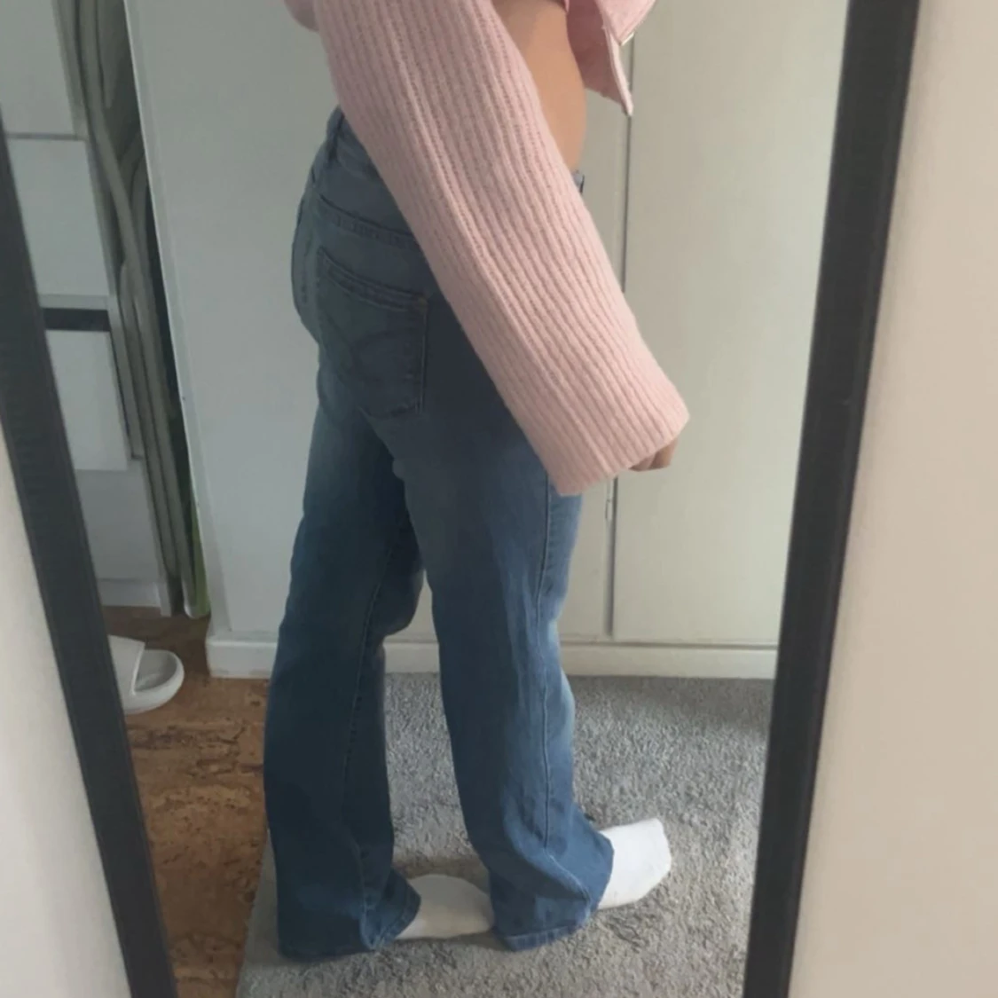 Blå raka jeans midwaist - 2