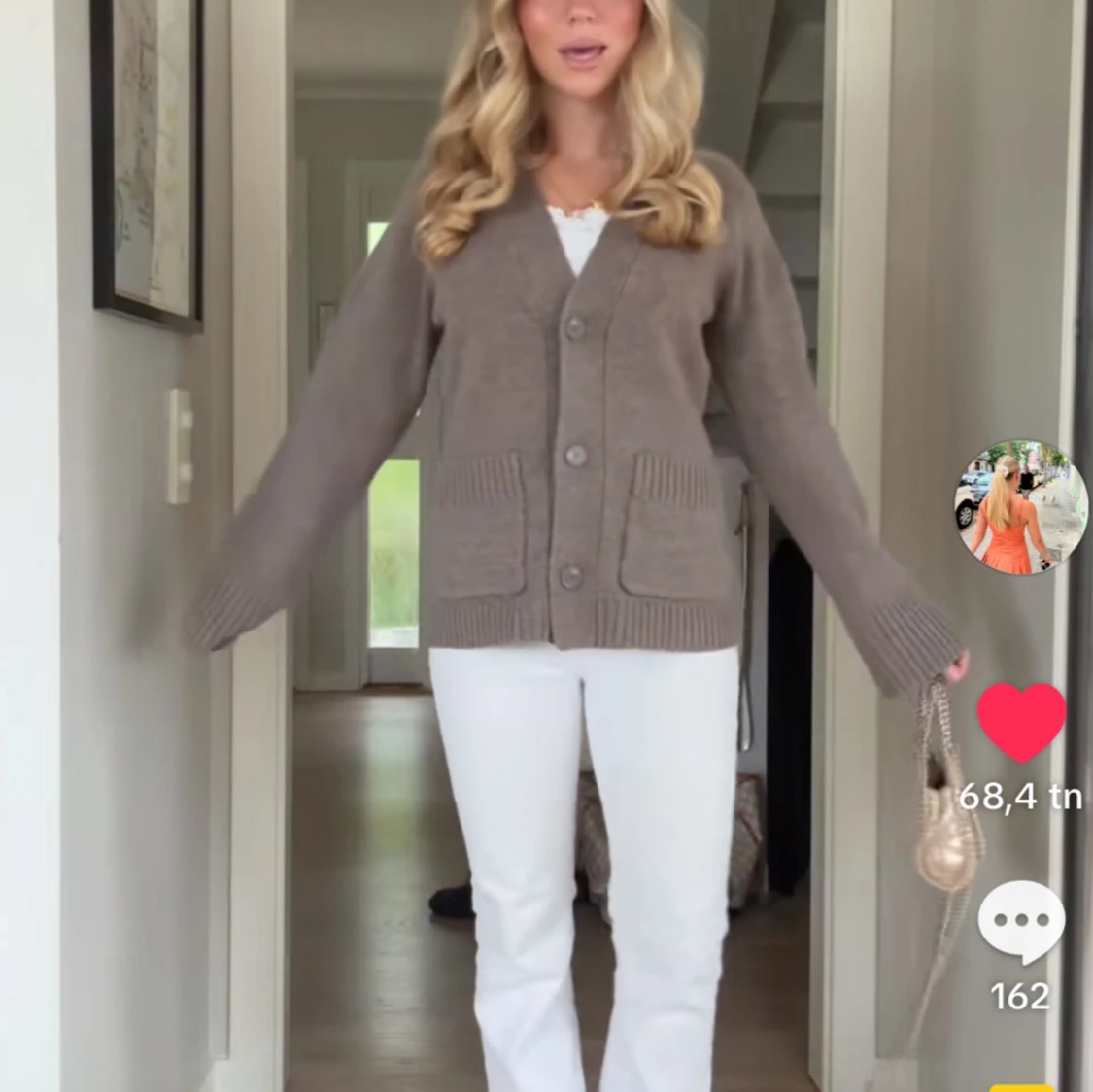 Brun stickad kofta - 2