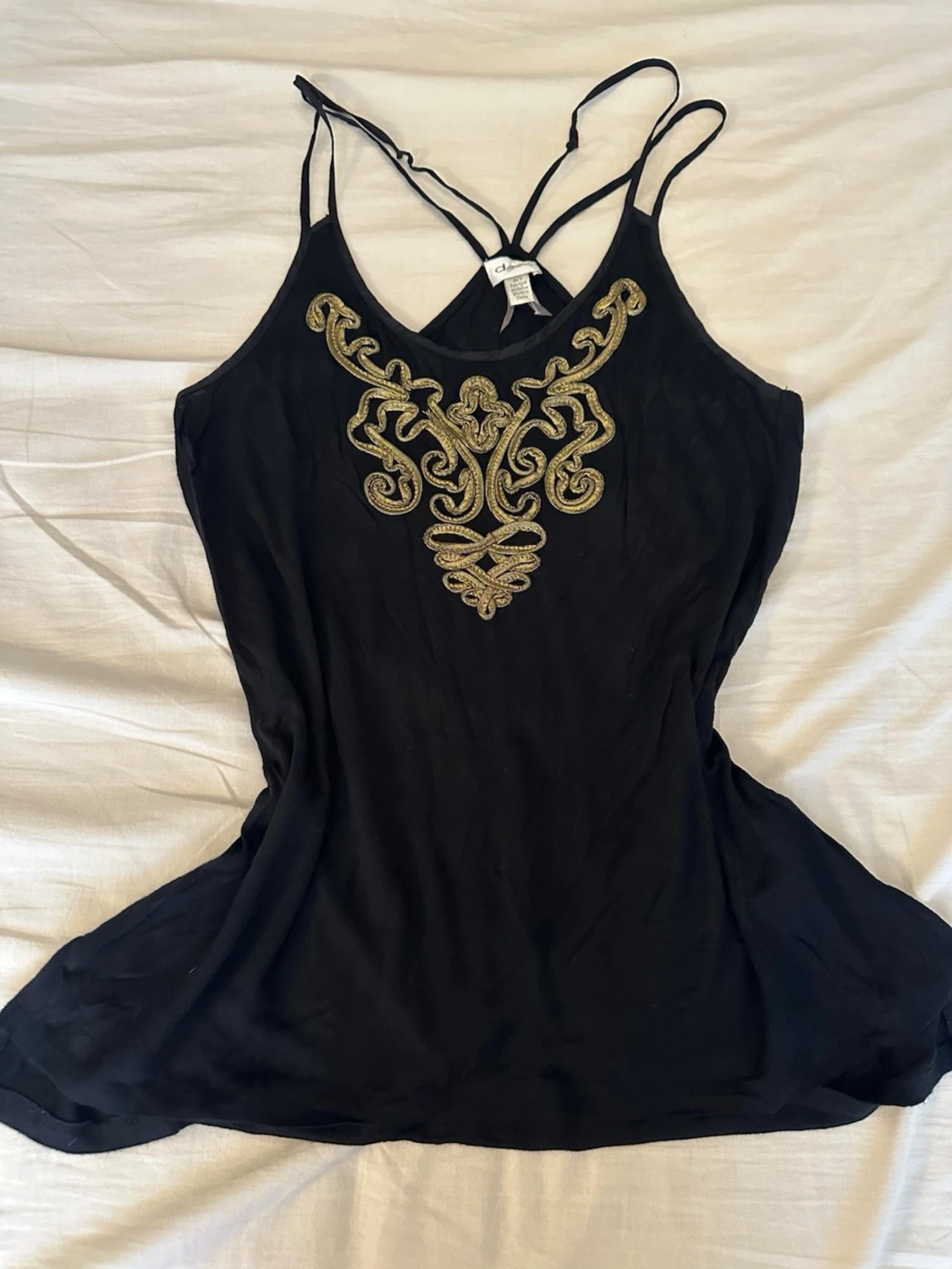 Svart linnetopp med guldbroderi - 2