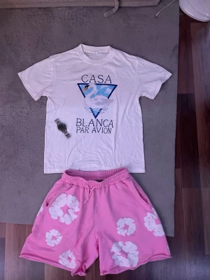 Vit Casa Blanca t-shirt med svanmotiv - Vit t-shirt från Casa Blanca med tryck av en svan och blå triangel. Denna T-shirten är helt ny! Aldrig använd! Den är i storlek L. Hör av er vid minst fundering! 