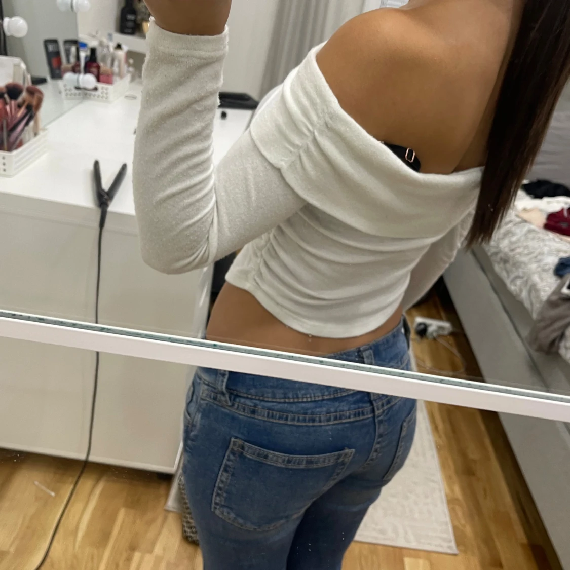 Vit offshoulder croppad topp - 1