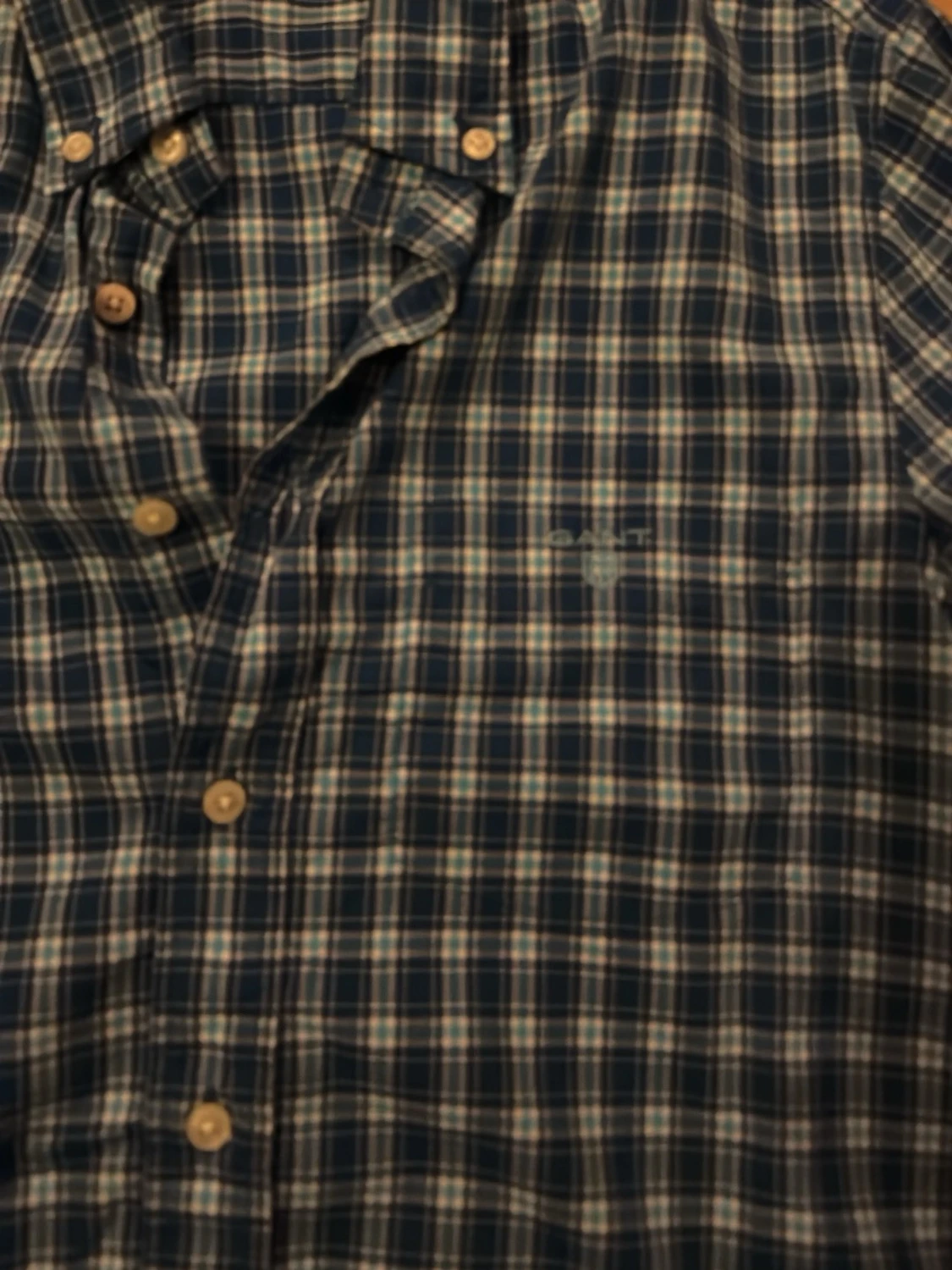 Blårutig långärmad skjorta från Gant - 1