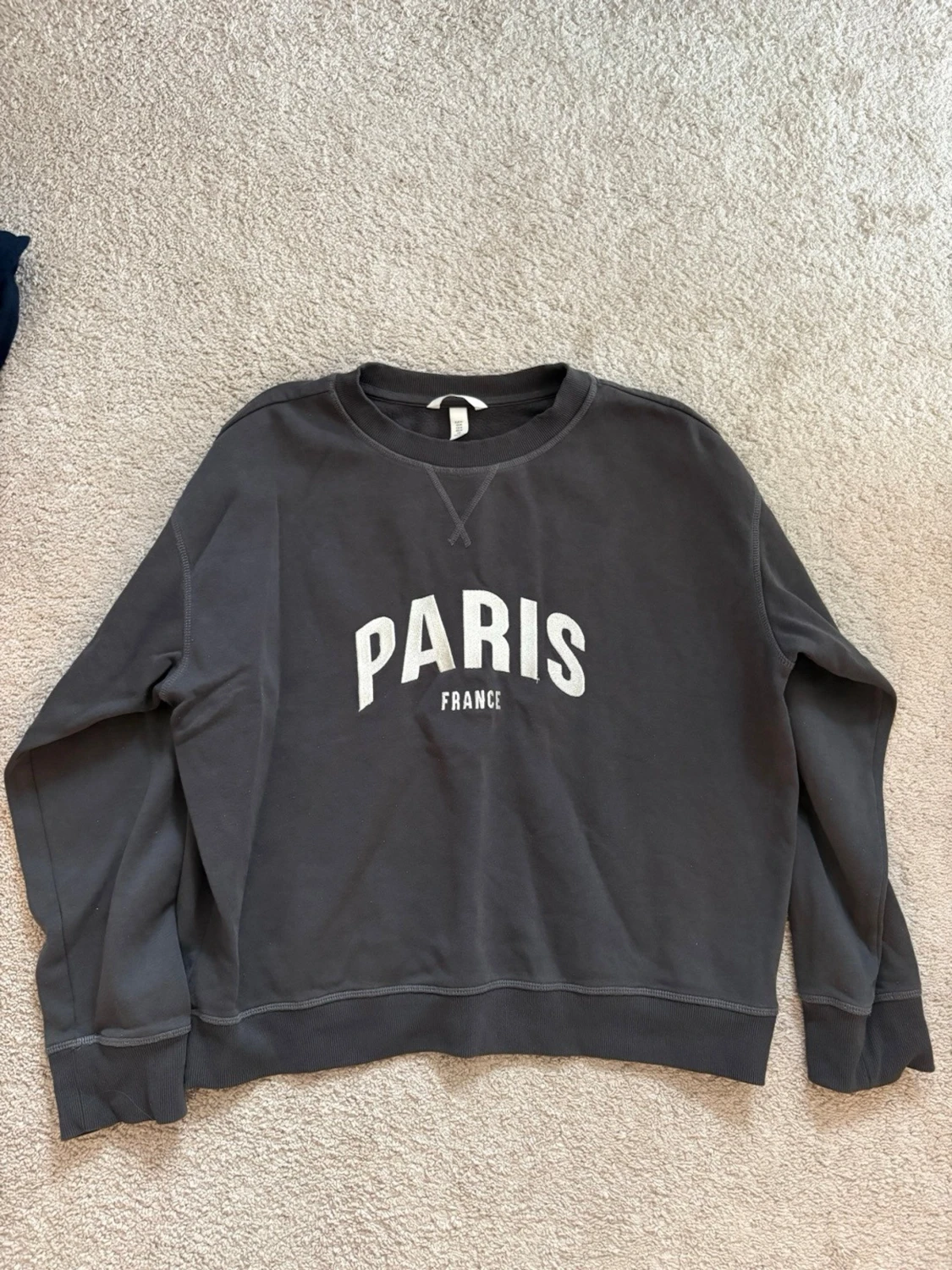 Mörkgrå sweatshirt med Paris-tryck